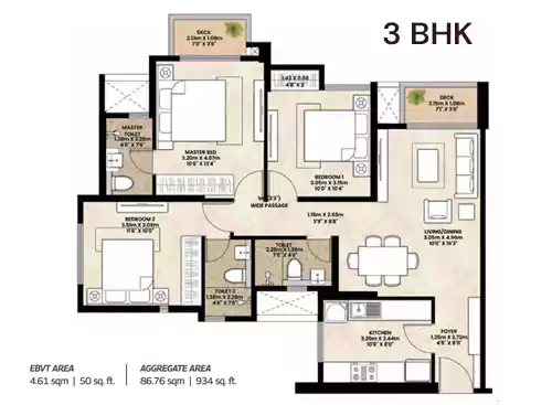 Mahindra Vista 3 bhk